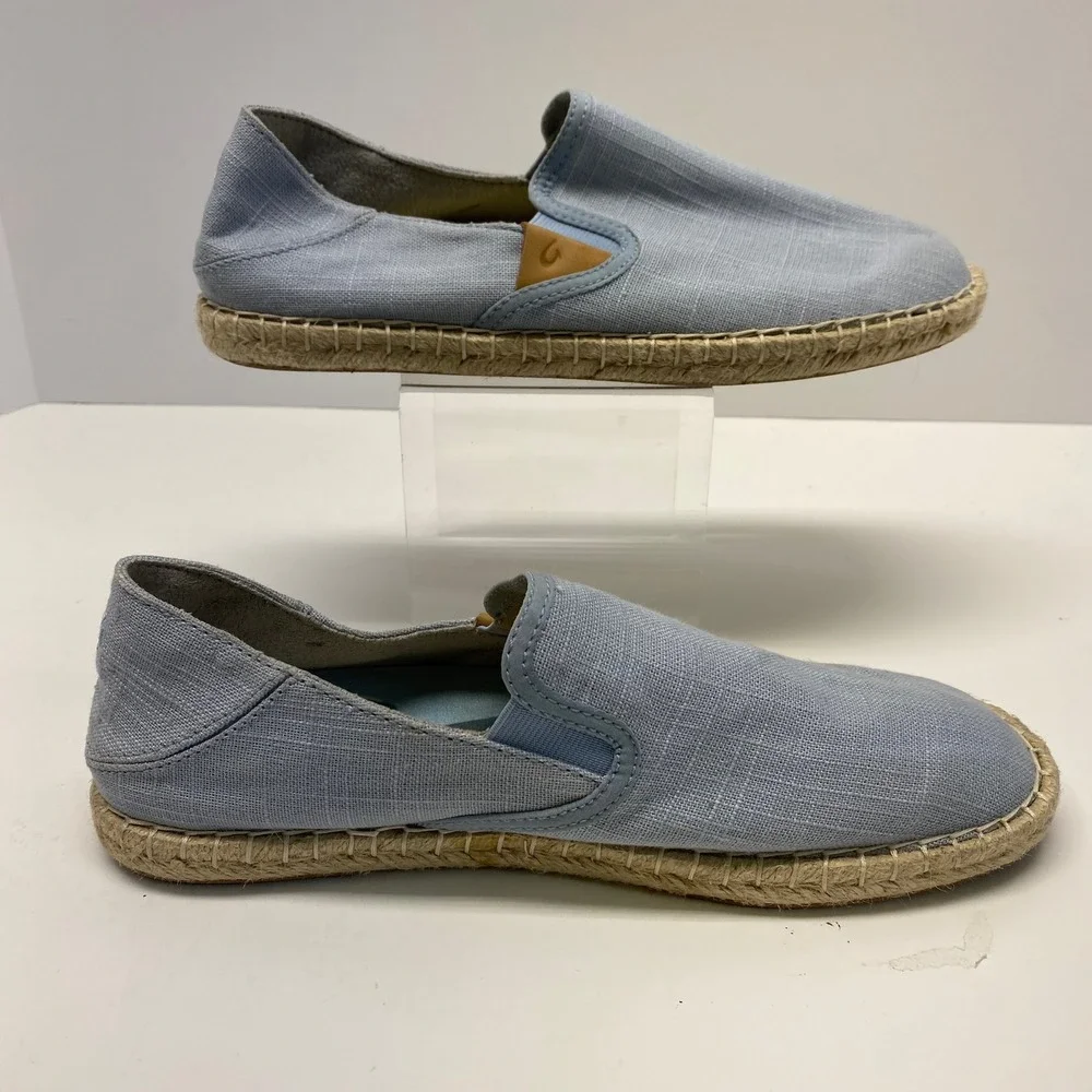 OluKai Kaula Paa Kapa Women's Espadrille Slip On Shoes‎ Light Blue Size W 8